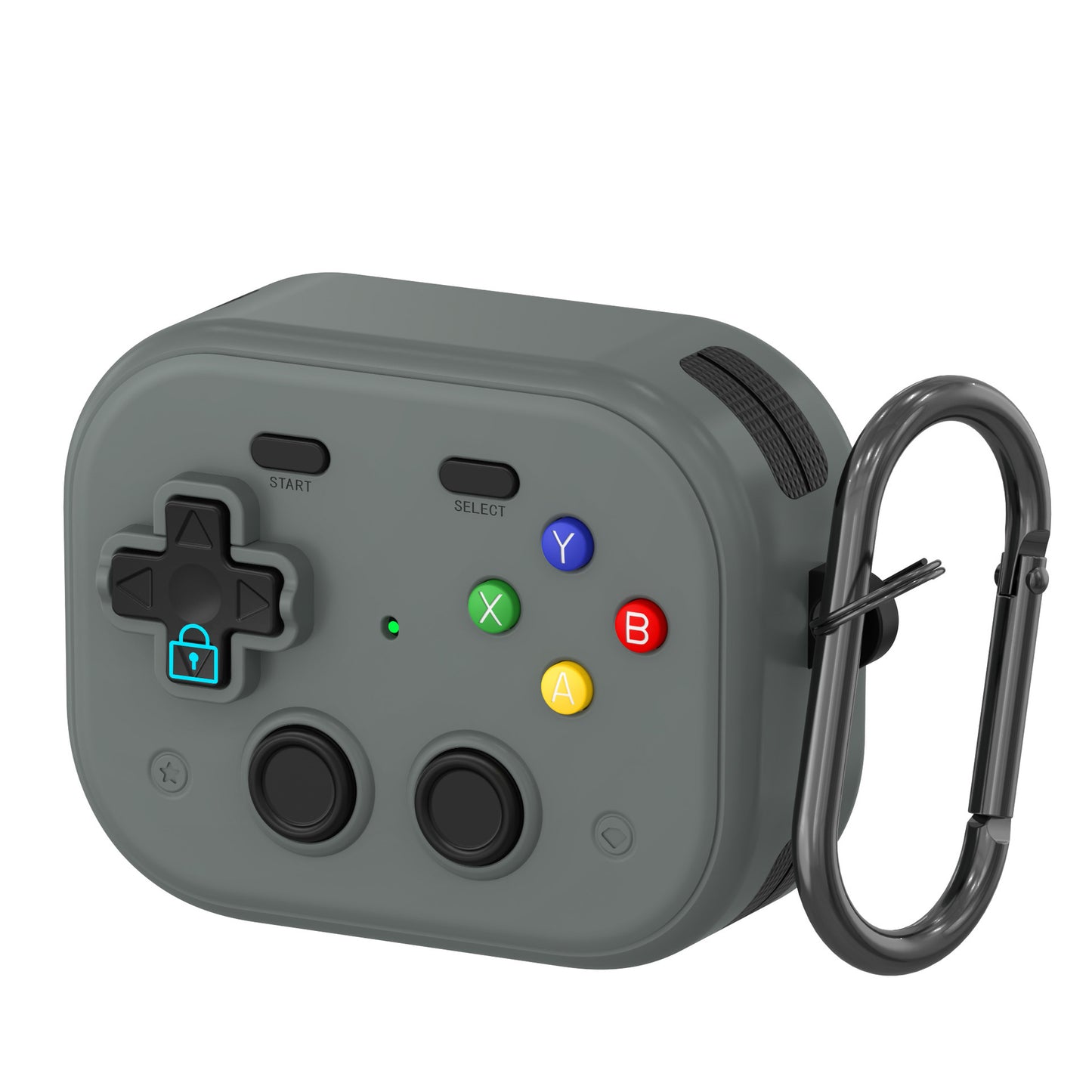 Gray AirPods case bundled with a decorative love pendant charm