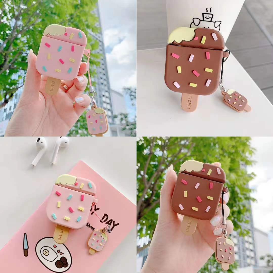 TrendLoop kawaii ice cream AirPods case in pink and brown