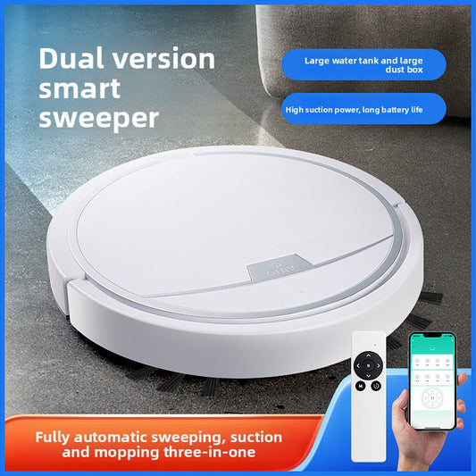 Robot vacuum in white, remote-controlled variant for hard floor cleaning